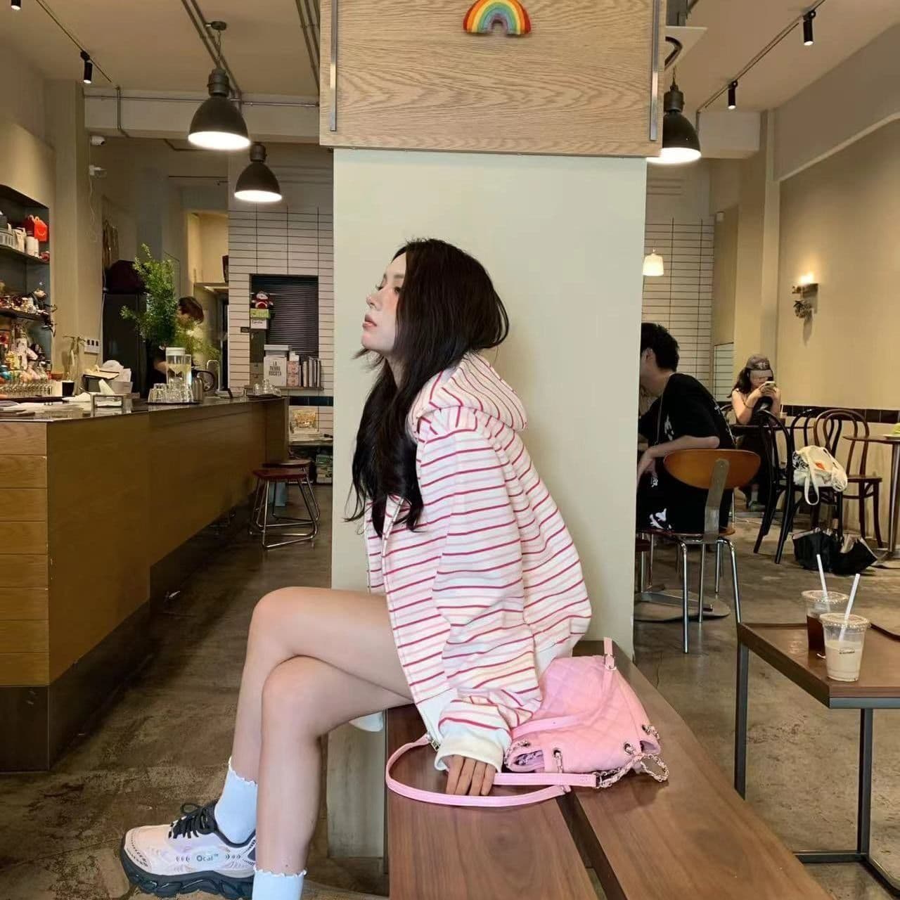 얇은 스타일 털이 있는 자수 순수한 Mianhua 면 복합 후드티 여성 상세 이미지 8