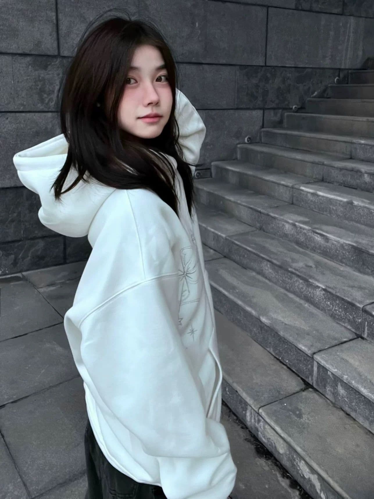 얇은 스타일 털이 있는 이후 패키지 칼라 원본 솜씨 순수한 Mianhua 면 복합 후드티 여성 이미지 2