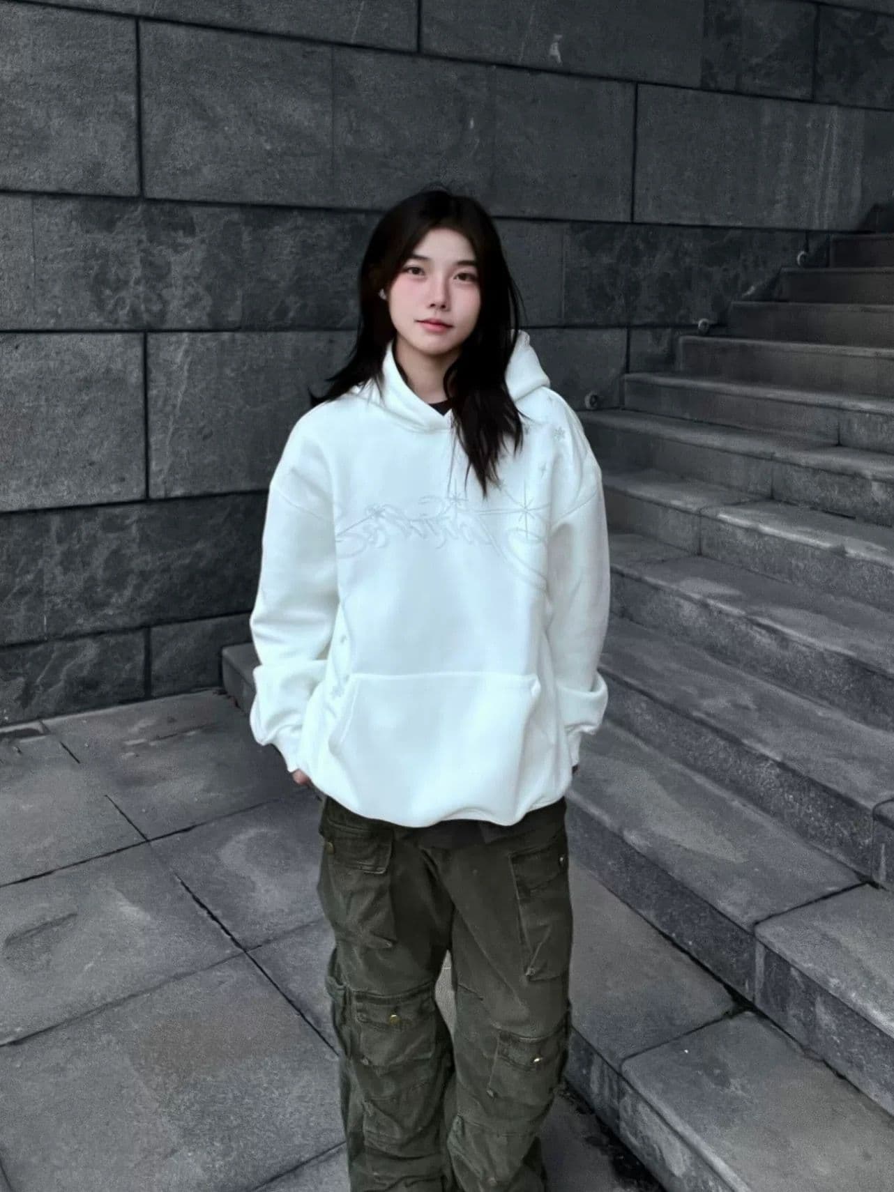 얇은 스타일 털이 있는 이후 패키지 칼라 원본 솜씨 순수한 Mianhua 면 복합 후드티 여성 이미지 4