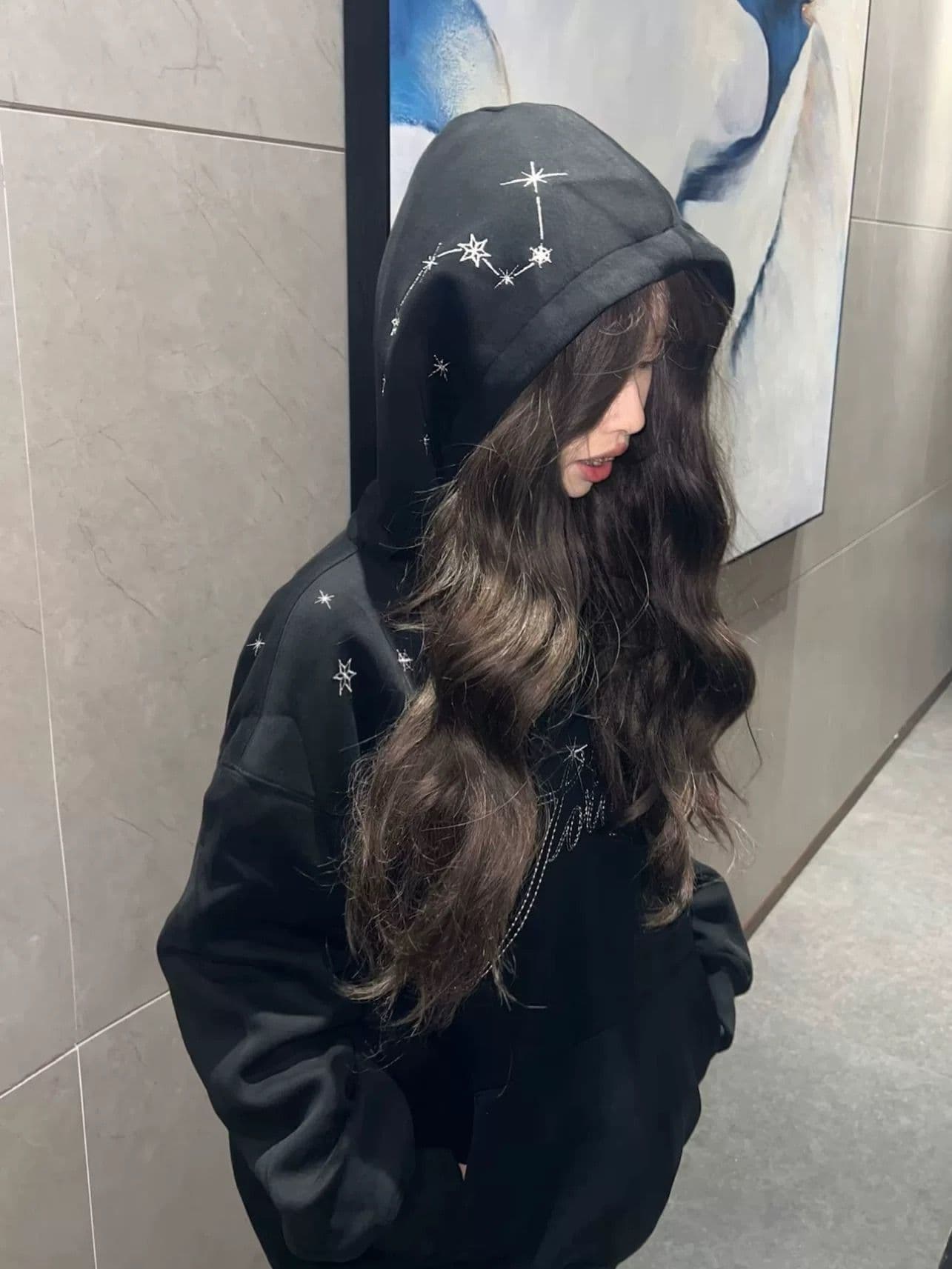얇은 스타일 털이 있는 이후 패키지 칼라 원본 솜씨 순수한 Mianhua 면 복합 후드티 여성 상세 이미지 2