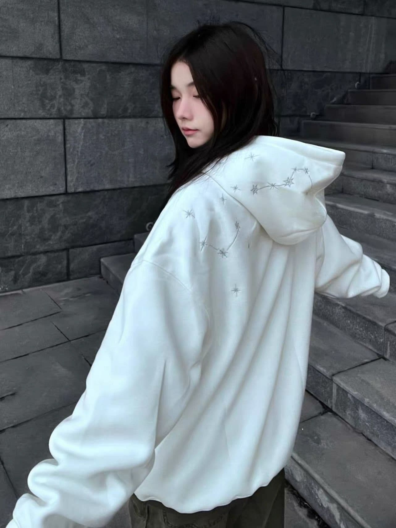 얇은 스타일 털이 있는 이후 패키지 칼라 원본 솜씨 순수한 Mianhua 면 복합 후드티 여성 상세 이미지 10