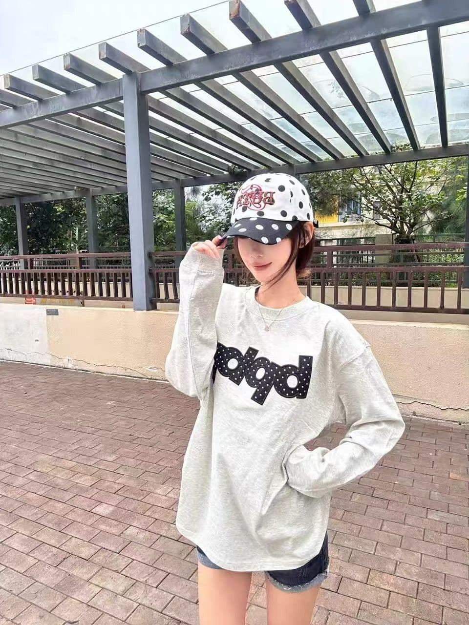 자수 패치 원본 솜씨 순면 220 그램 긴팔 티셔츠 여성 이미지 2