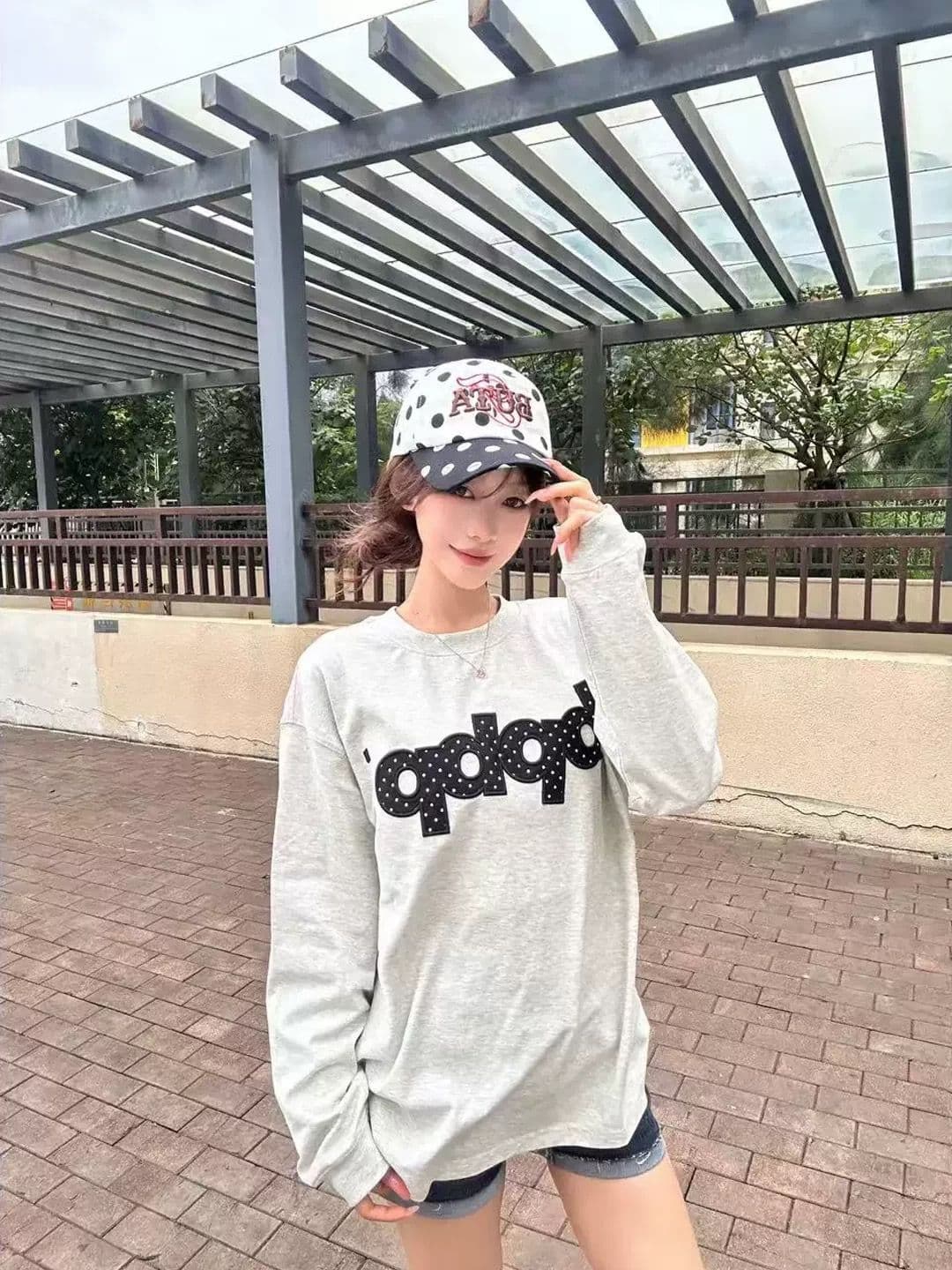 자수 패치 원본 솜씨 순면 220 그램 긴팔 티셔츠 여성 상세 이미지 2