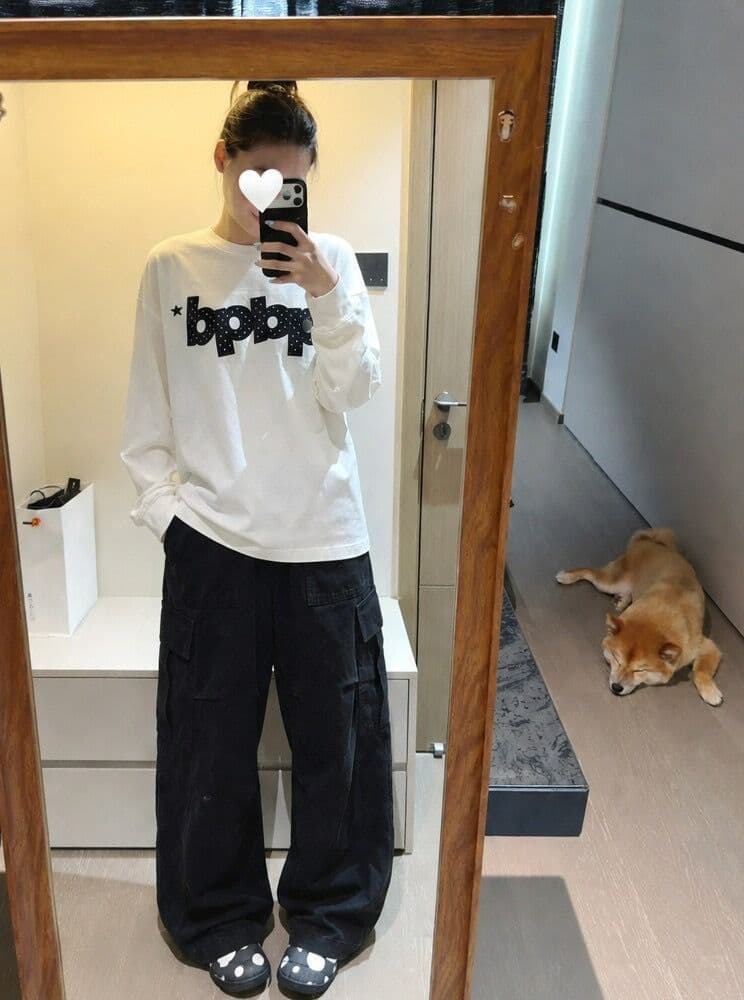 자수 패치 원본 솜씨 순면 220 그램 긴팔 티셔츠 여성 상세 이미지 6