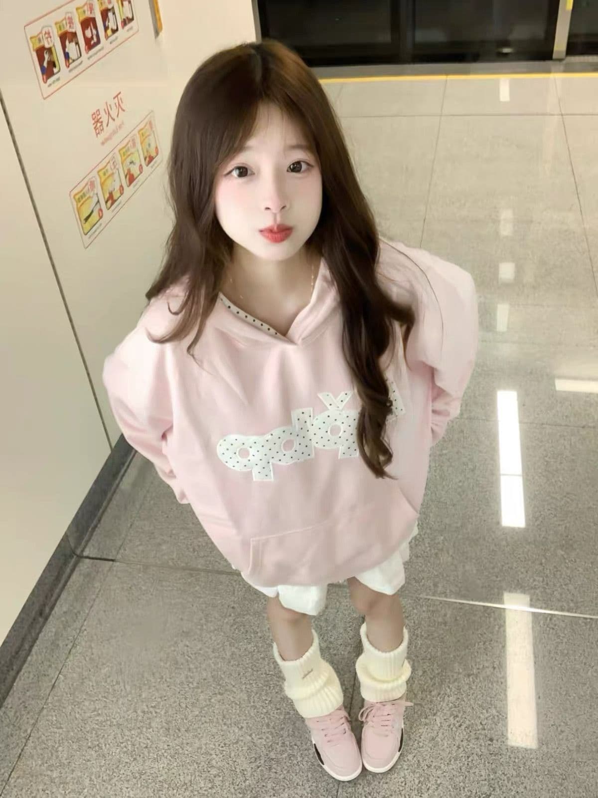 얇은 스타일 모자 인사이드 도트 무늬 자수 패치 이후 패키지 칼라 순수한 Mianhua 면 복합 후드티 여성 상세 이미지 2