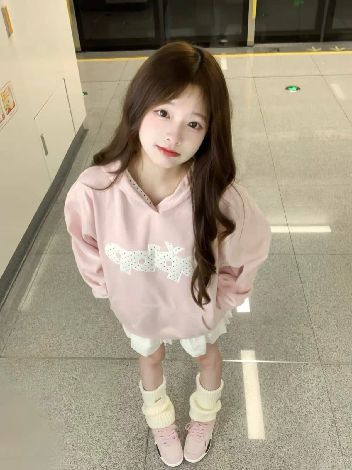 얇은 스타일 모자 인사이드 도트 무늬 자수 패치 이후 패키지 칼라 순수한 Mianhua 면 복합 후드티 여성 상세 이미지 3