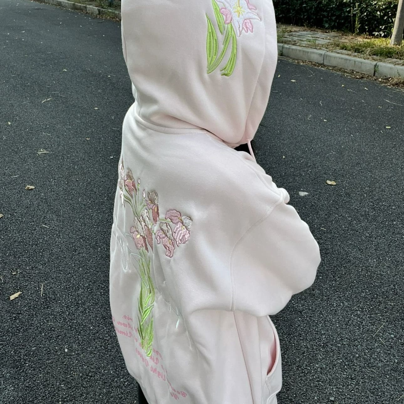 얇은 스타일 털이 있는 원본 솜씨 순수한 Mianhua 면 복합 후드티 여성 이미지 5
