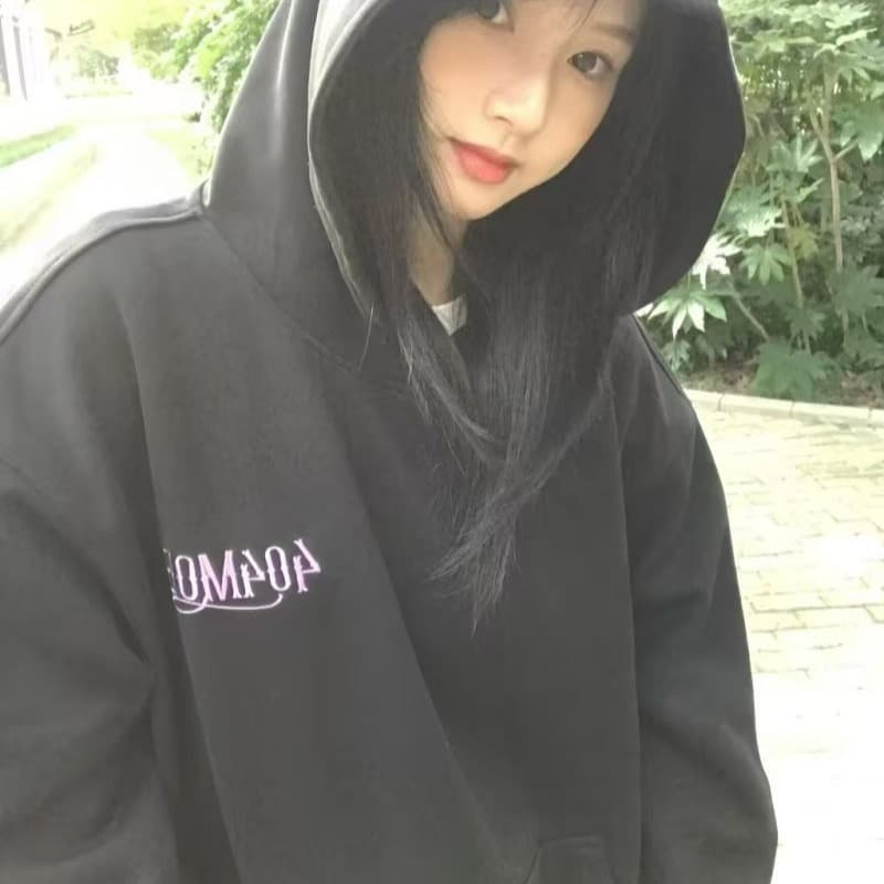 얇은 스타일 털이 있는 순수한 Mianhua 면 복합 후드티 여성 이미지 5