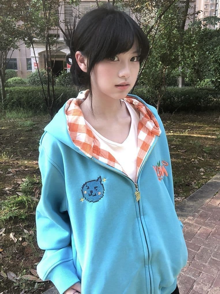 얇은 스타일 털이 있는 순수한 Mianhua 면 복합 후드티 여성 상세 이미지 6