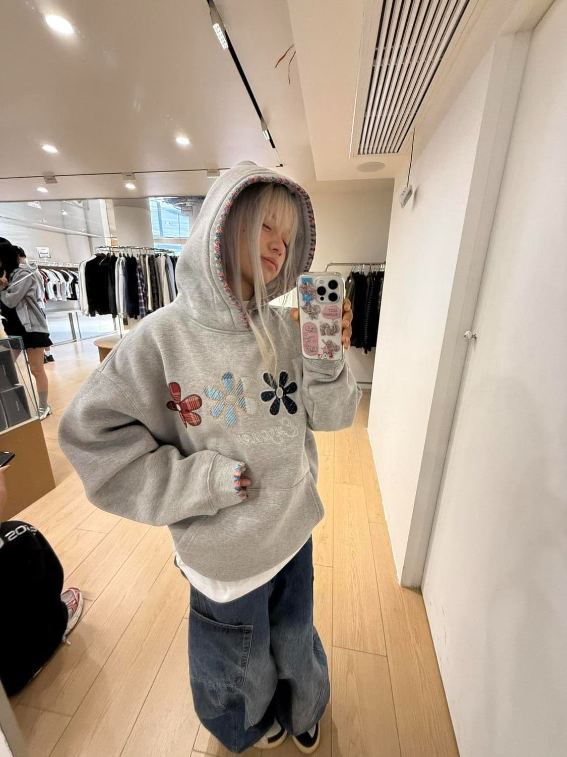 얇은 스타일 털이 있는 순수한 Mianhua 면 복합 후드티 여성 상세 이미지 2