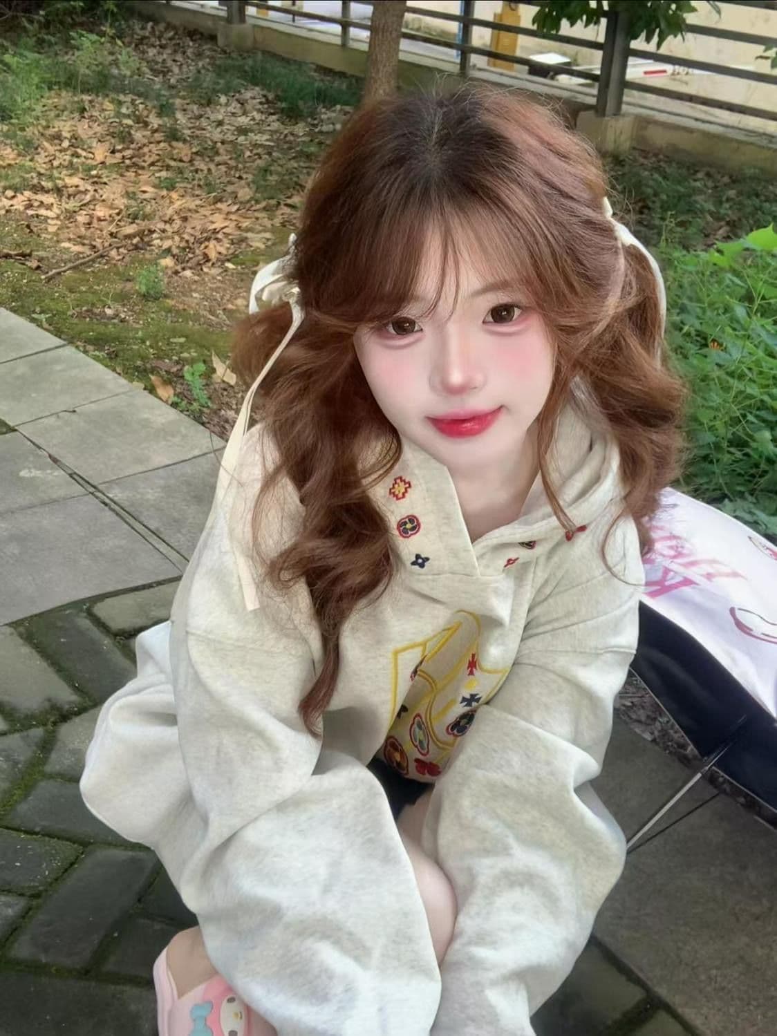 얇은 스타일 털이 있는 자수 원본 솜씨 순수한 Mianhua 면 복합 후드티 여성 상세 이미지 4
