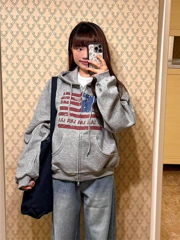 얇은 스타일 털이 있는 순수한 Mianhua 면 복합 후드티 여성 이미지 3