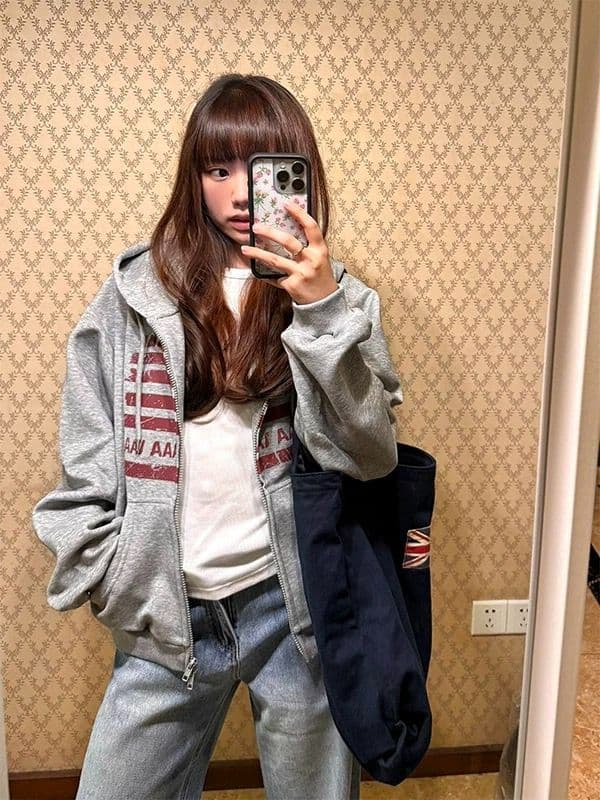 얇은 스타일 털이 있는 순수한 Mianhua 면 복합 후드티 여성 이미지 2
