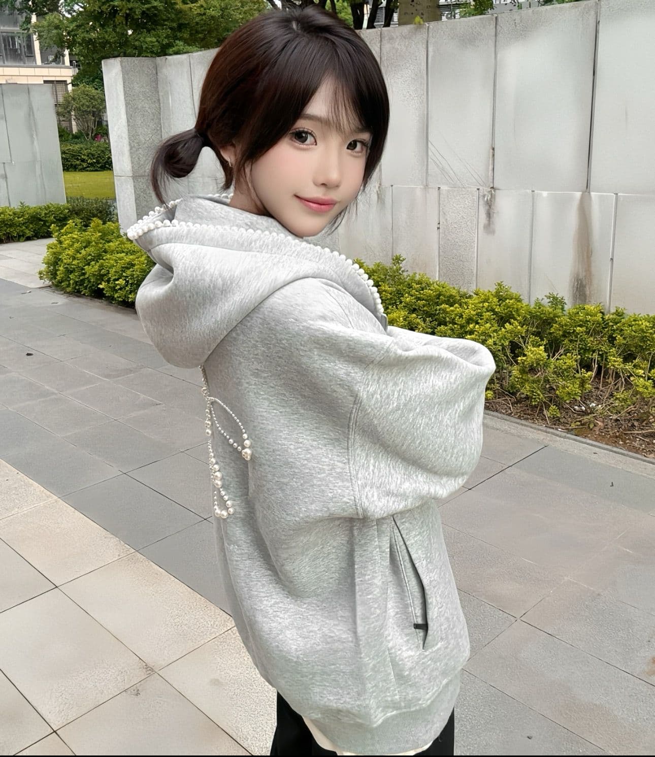 얇은 스타일 털이 있는 주문 구슬 자수 원본 솜씨 순수한 Mianhua 면 복합 후드티 여성 이미지 3