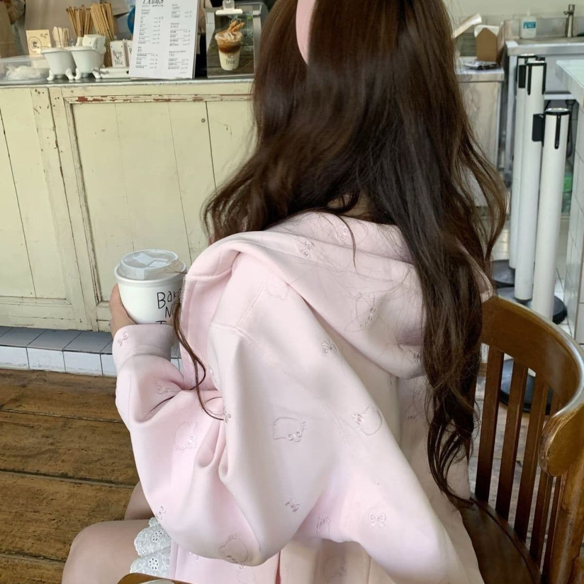 얇은 스타일 털이 있는 원본 솜씨 순수한 Mianhua 면 복합 후드티 여성 이미지 4