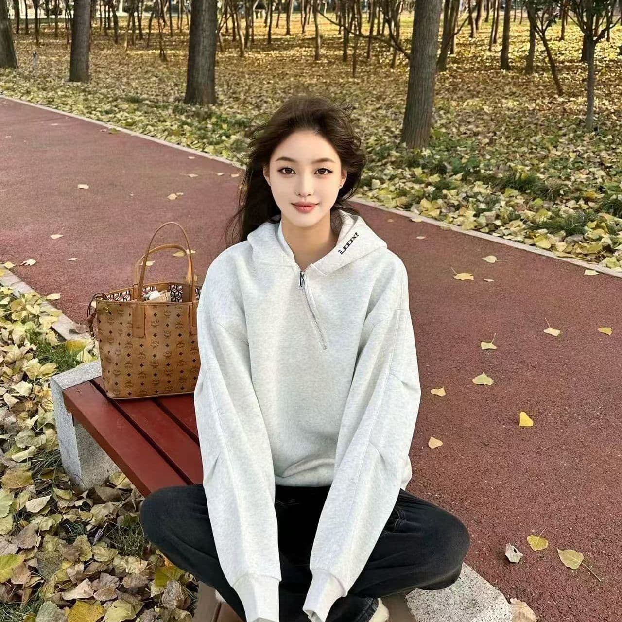 얇은 스타일 털이 있는 자수 원본 솜씨 순수한 Mianhua 면 복합 후드티 여성 상세 이미지 6
