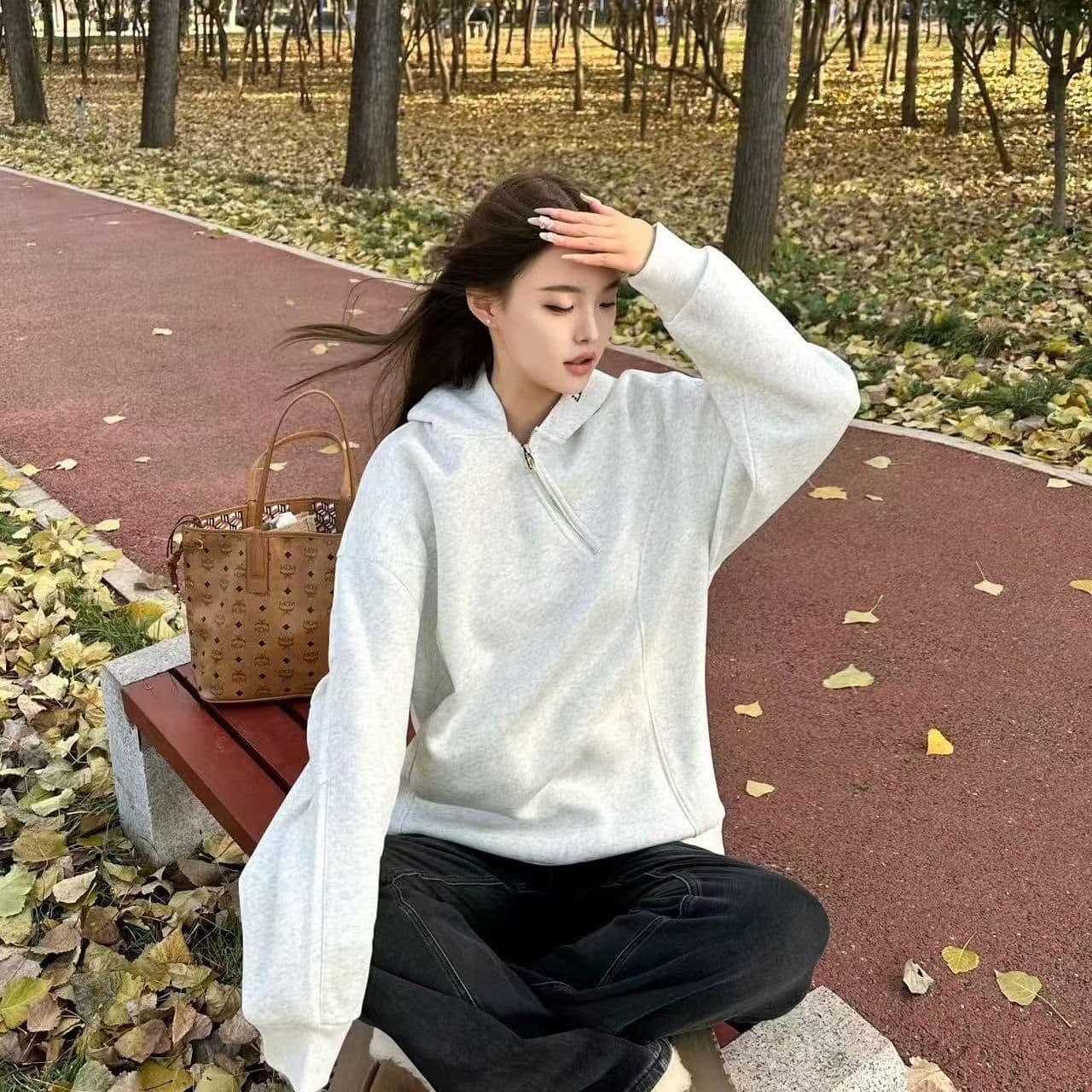 얇은 스타일 털이 있는 자수 원본 솜씨 순수한 Mianhua 면 복합 후드티 여성 상세 이미지 9