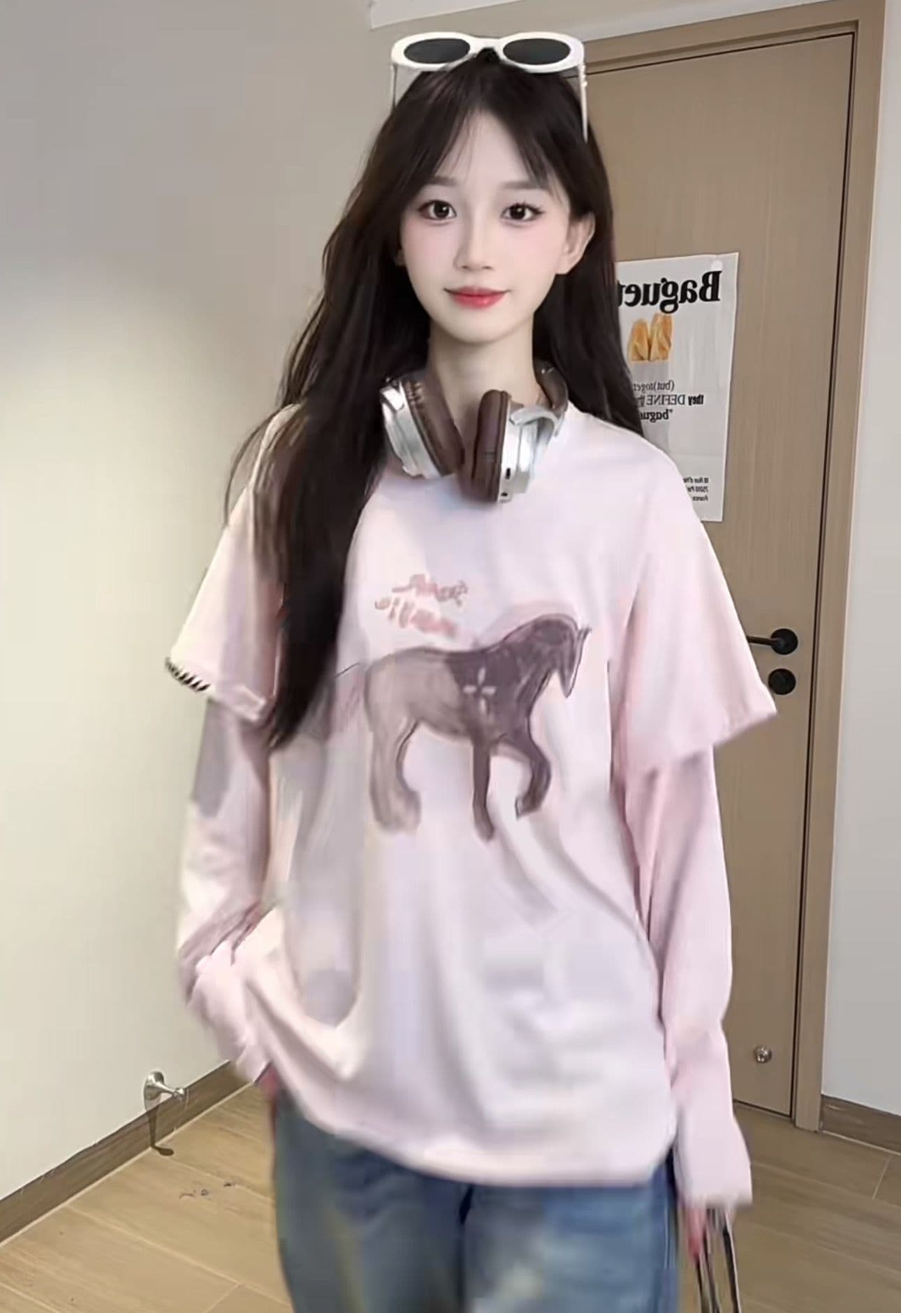순면 220 그램 긴팔 티셔츠 여성 이미지 2
