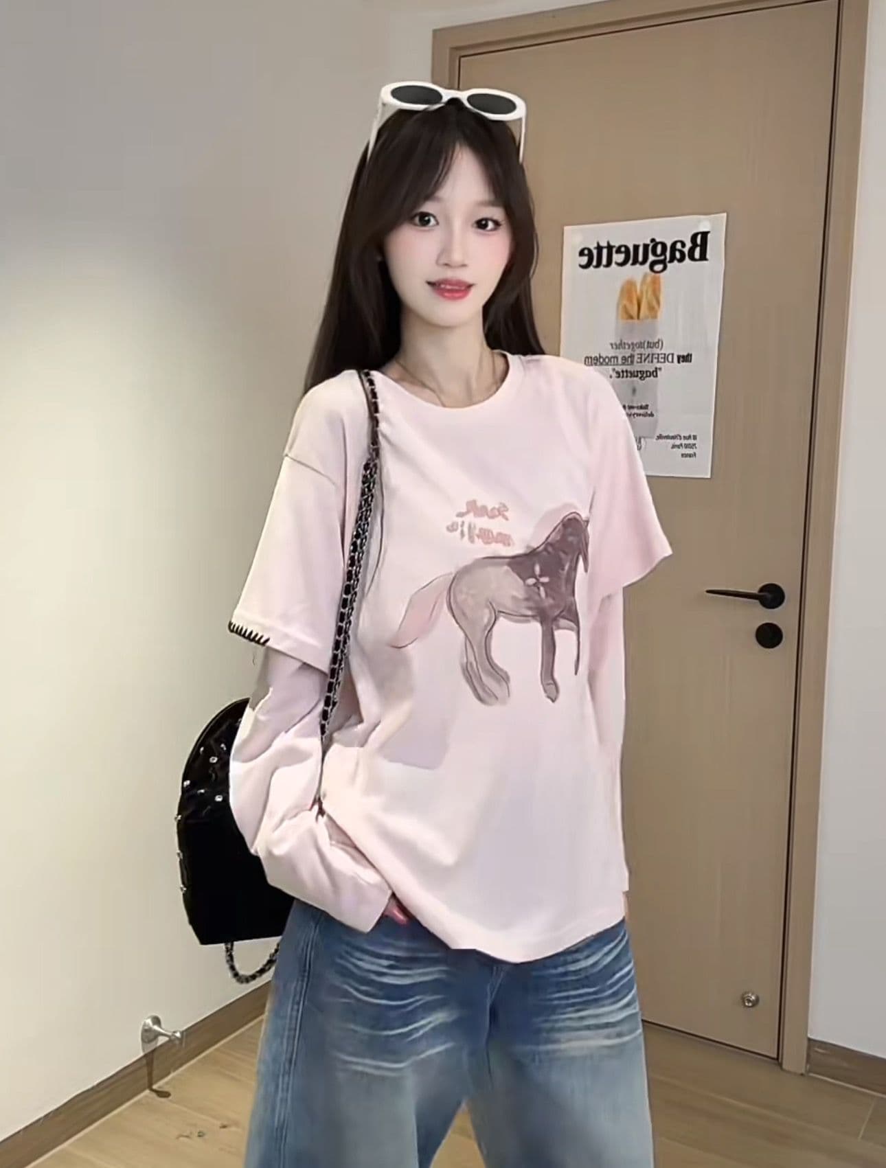 순면 220 그램 긴팔 티셔츠 여성 이미지 4
