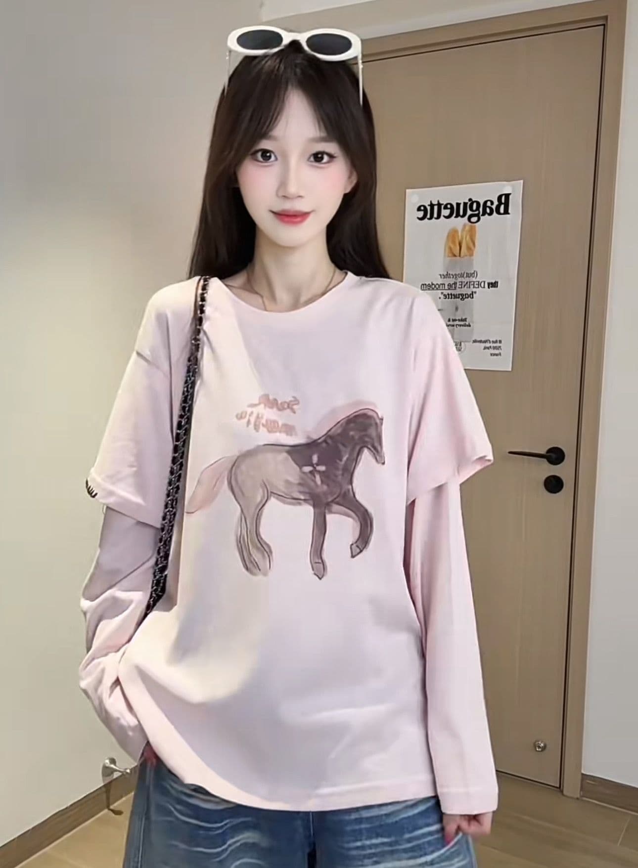 순면 220 그램 긴팔 티셔츠 여성 상세 이미지 4