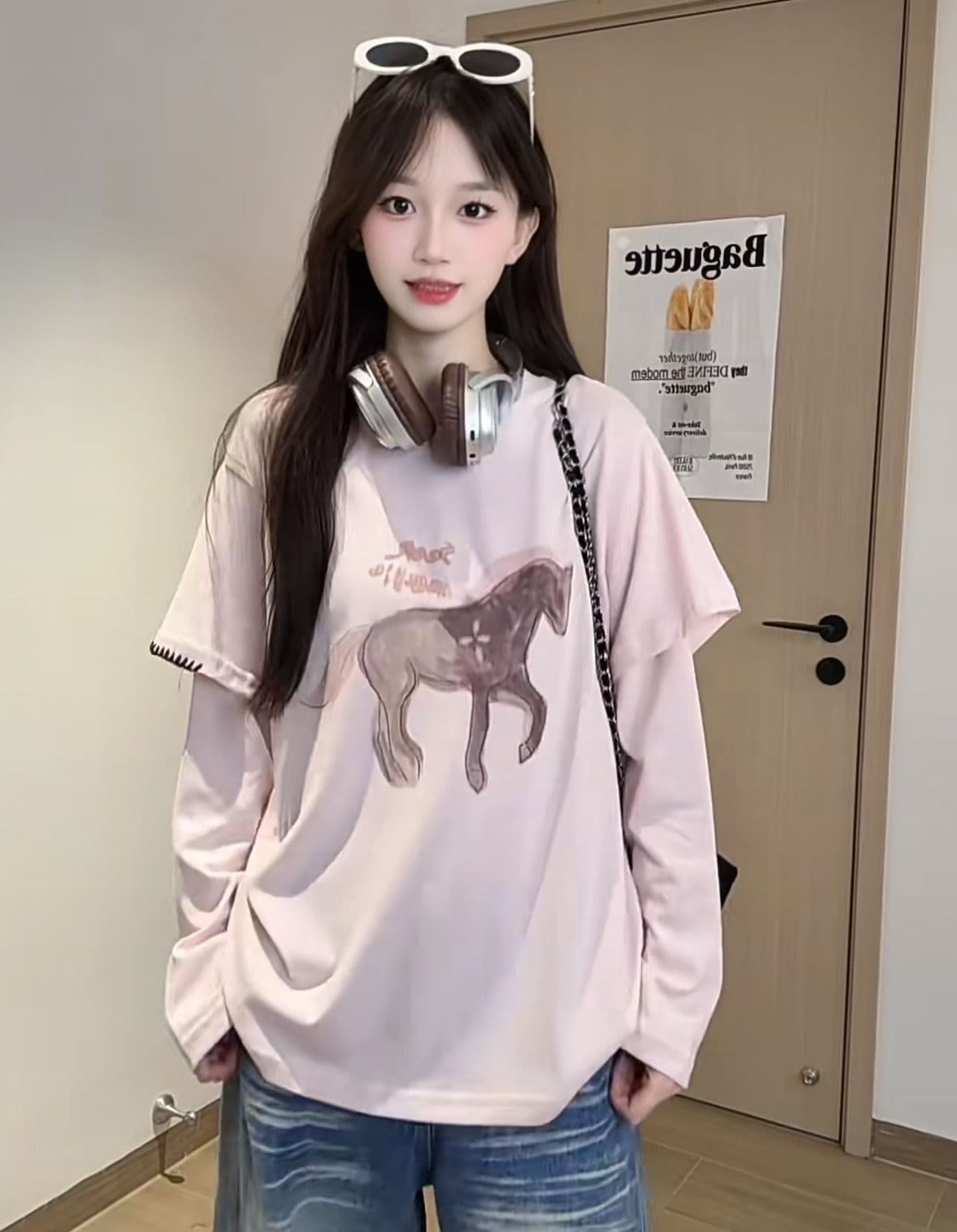 순면 220 그램 긴팔 티셔츠 여성 상세 이미지 5