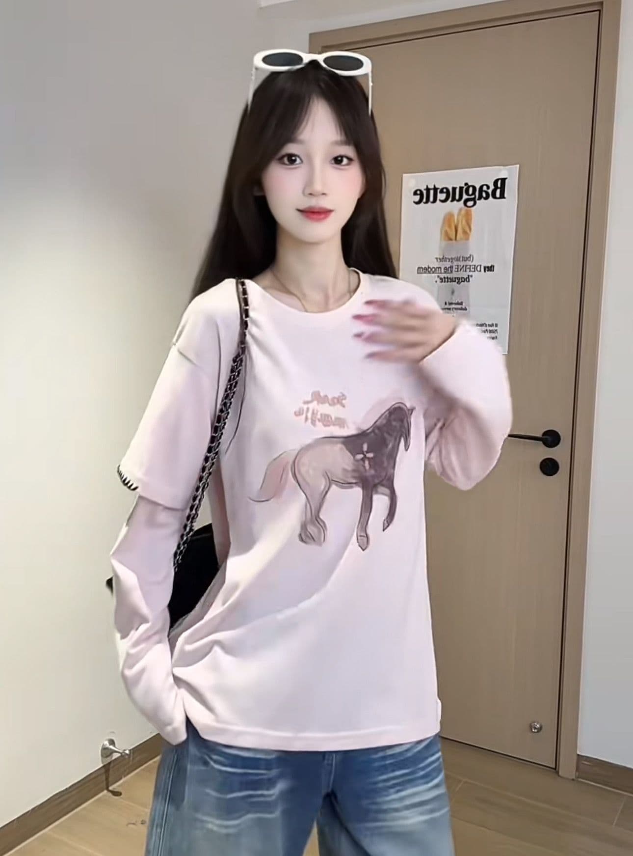 순면 220 그램 긴팔 티셔츠 여성 상세 이미지 6