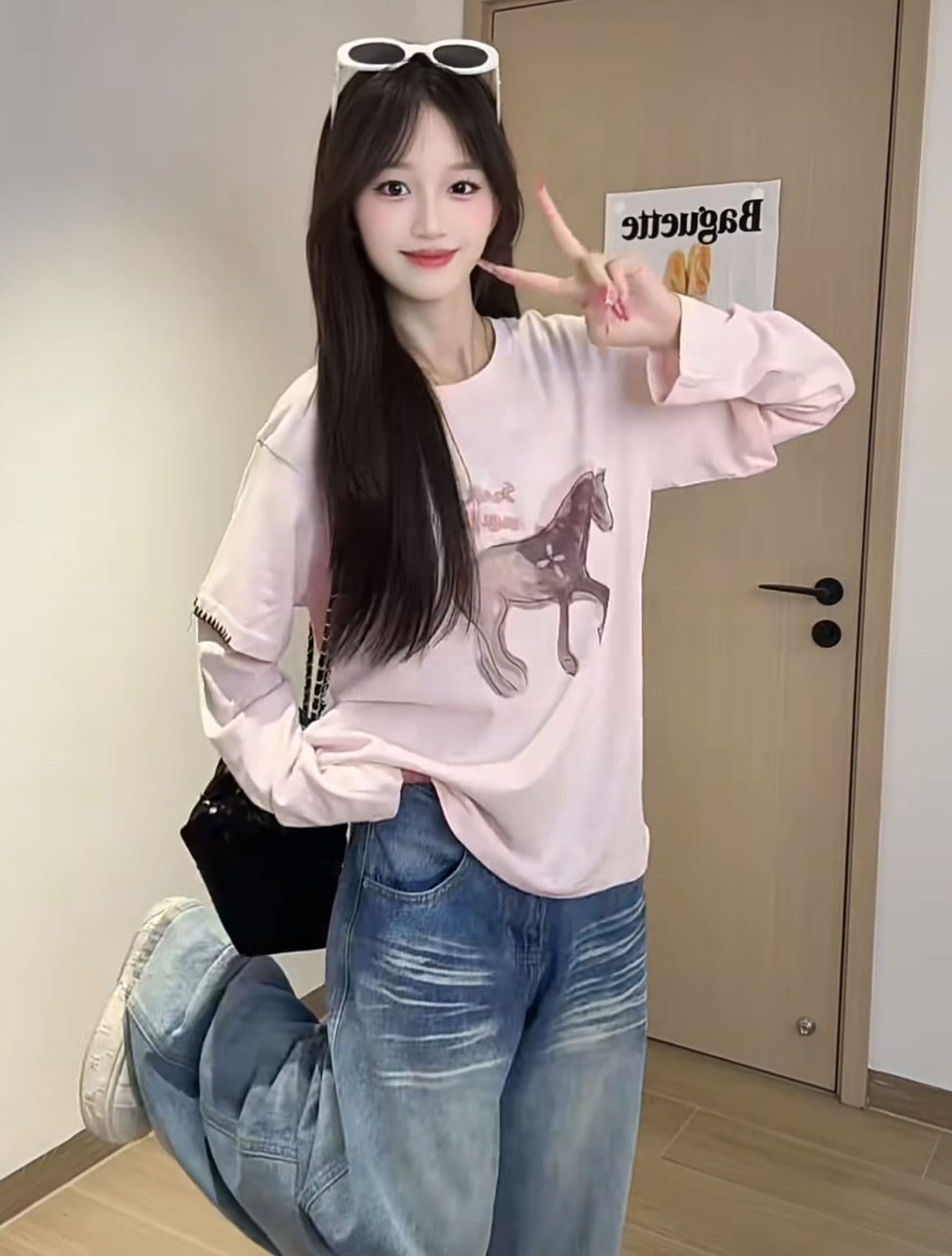 순면 220 그램 긴팔 티셔츠 여성 상세 이미지 9