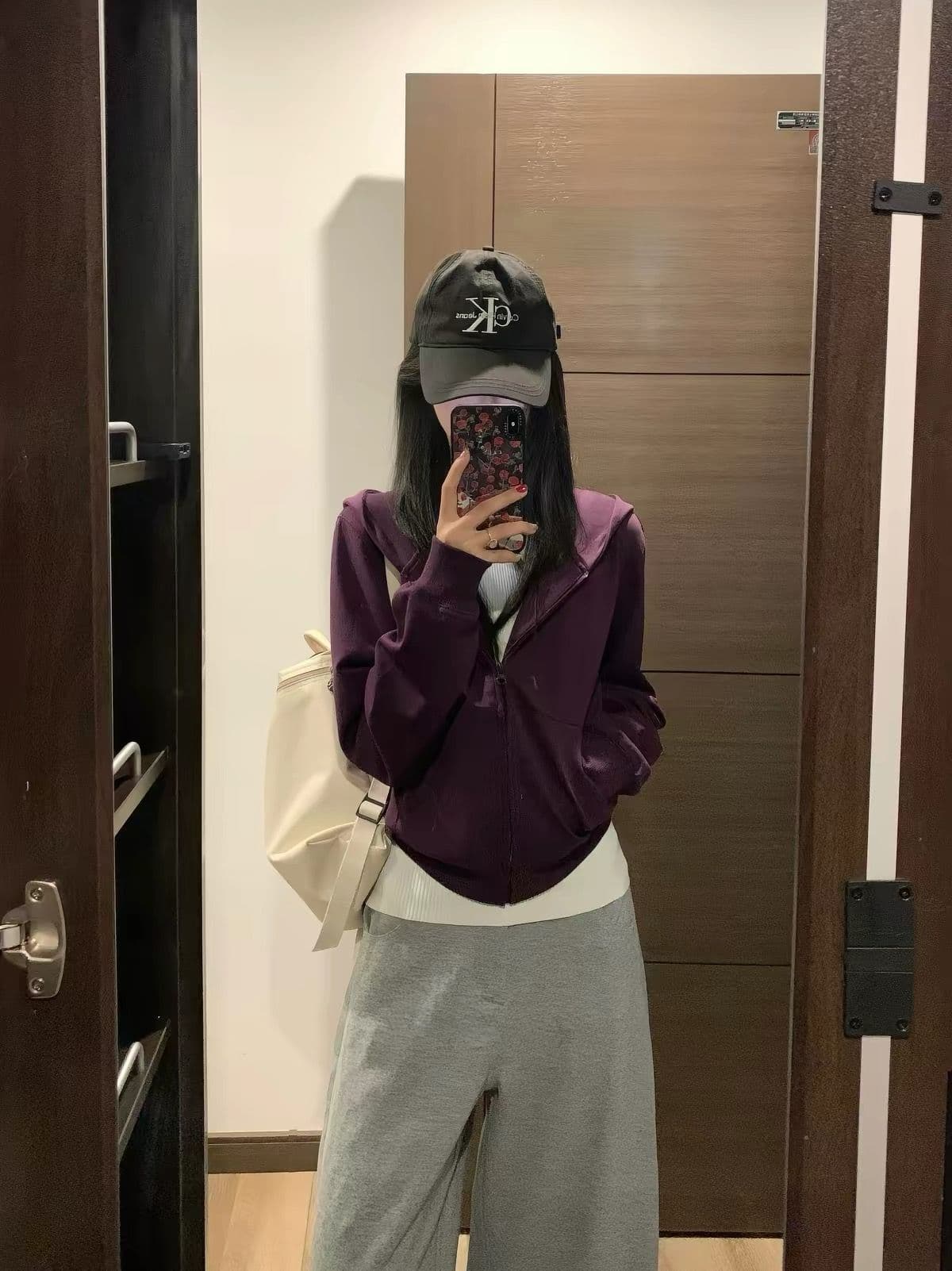 얇은 스타일 인사이드 펌프 이후 패키지 칼라 순수한 Mianhua 면 복합 후드티 여성 이미지 3
