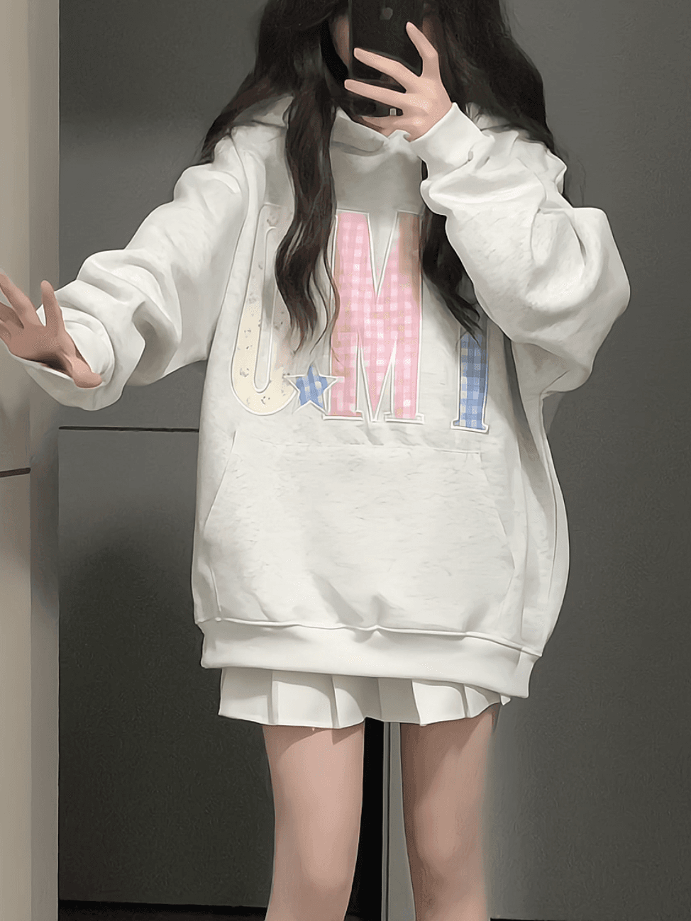 얇은 스타일 털이 있는 순수한 Mianhua 면 복합 후드티 여성 이미지 4