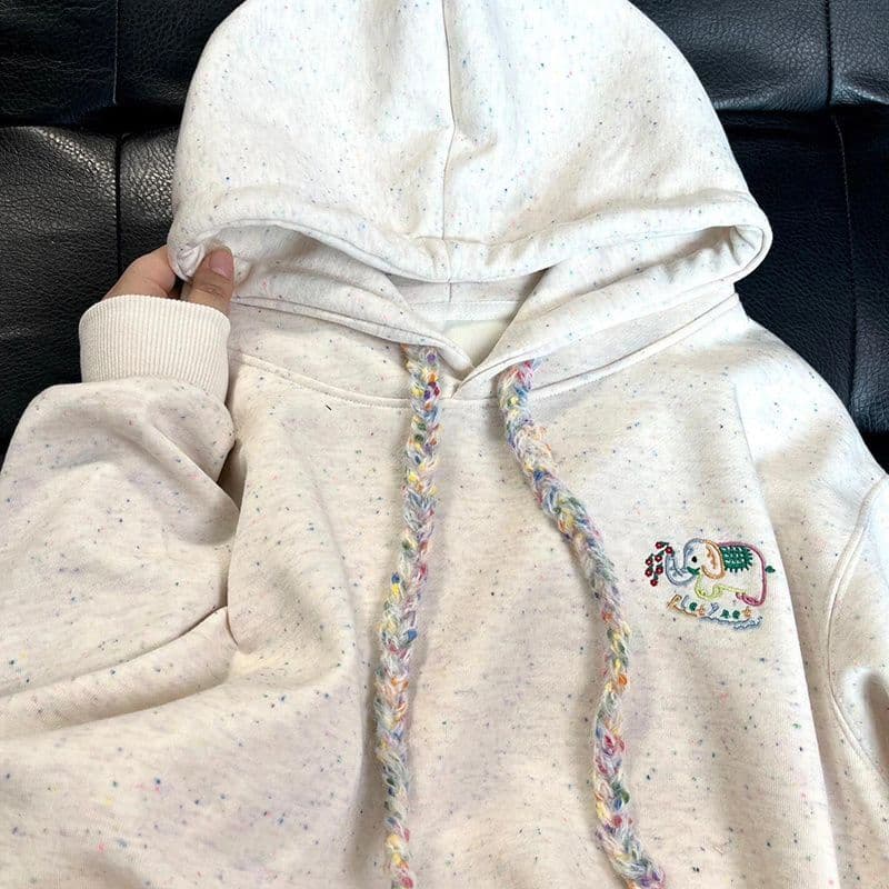 얇은 스타일 털이 있는 후아 면 복합 후드티 여성