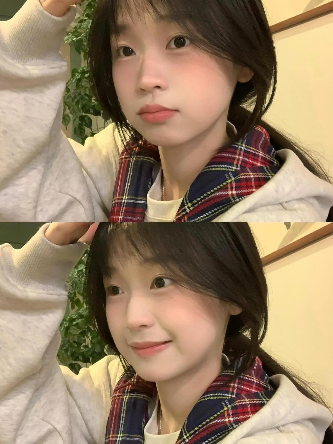 얇은 스타일 털이 있는 후아 면 복합 후드티 여성 상세 이미지 7