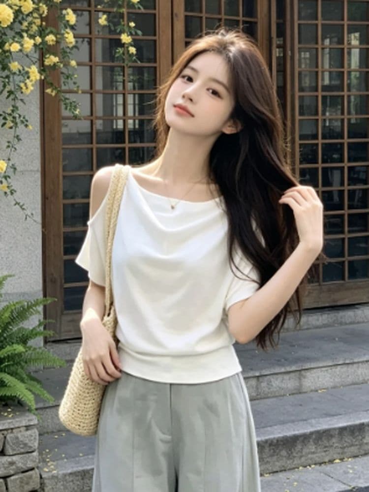 260 그램 모달 출퇴근 착용 가져 가라. 고유 한 슈퍼 잘 생긴 ~ 중 여성 여름 반팔 맨위 디자인 센스 작은 대중 패션 티셔츠 상세 이미지 3