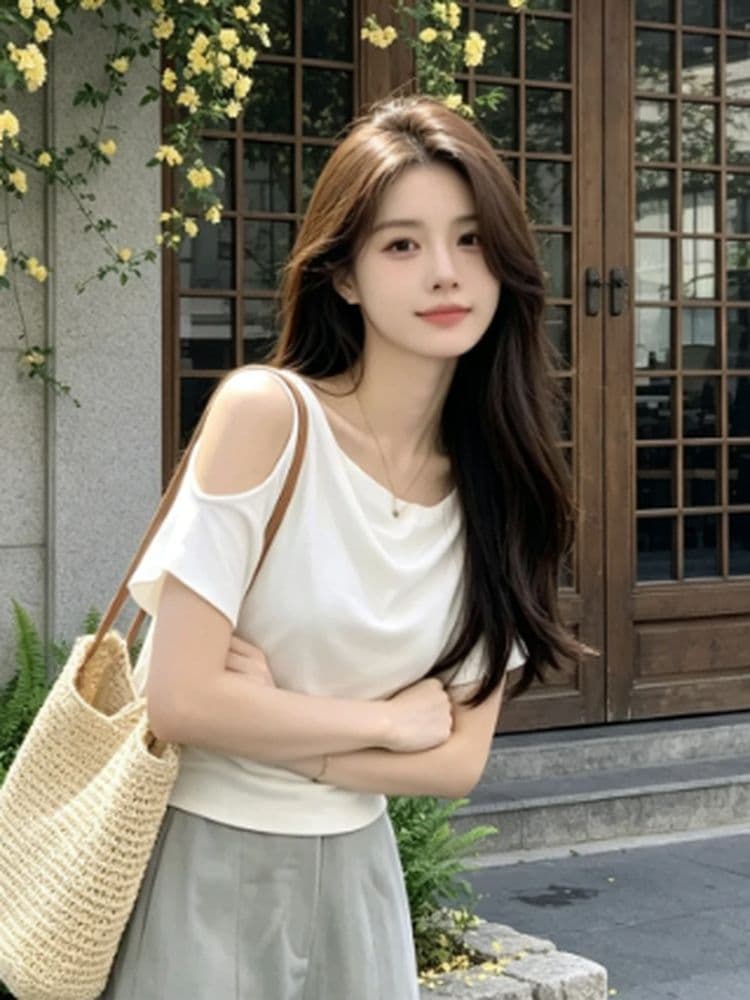 260 그램 모달 출퇴근 착용 가져 가라. 고유 한 슈퍼 잘 생긴 ~ 중 여성 여름 반팔 맨위 디자인 센스 작은 대중 패션 티셔츠 상세 이미지 4