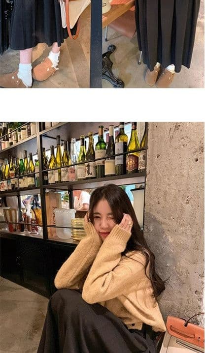 두꺼운 스타일 회색 모직 반신 스커트 여자 중간 롱 코트 가을 겨울철 하이웨이스트 디자인 센스 플리츠 스커트 길다 치마 상세 이미지 13