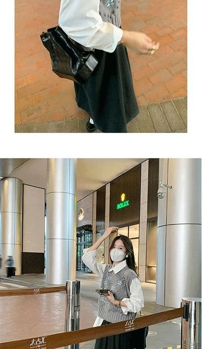 두꺼운 스타일 회색 모직 반신 스커트 여자 중간 롱 코트 가을 겨울철 하이웨이스트 디자인 센스 플리츠 스커트 길다 치마 상세 이미지 18