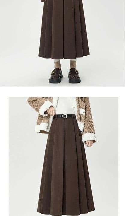 두꺼운 스타일 회색 모직 반신 스커트 여자 중간 롱 코트 가을 겨울철 하이웨이스트 디자인 센스 플리츠 스커트 길다 치마 상세 이미지 24