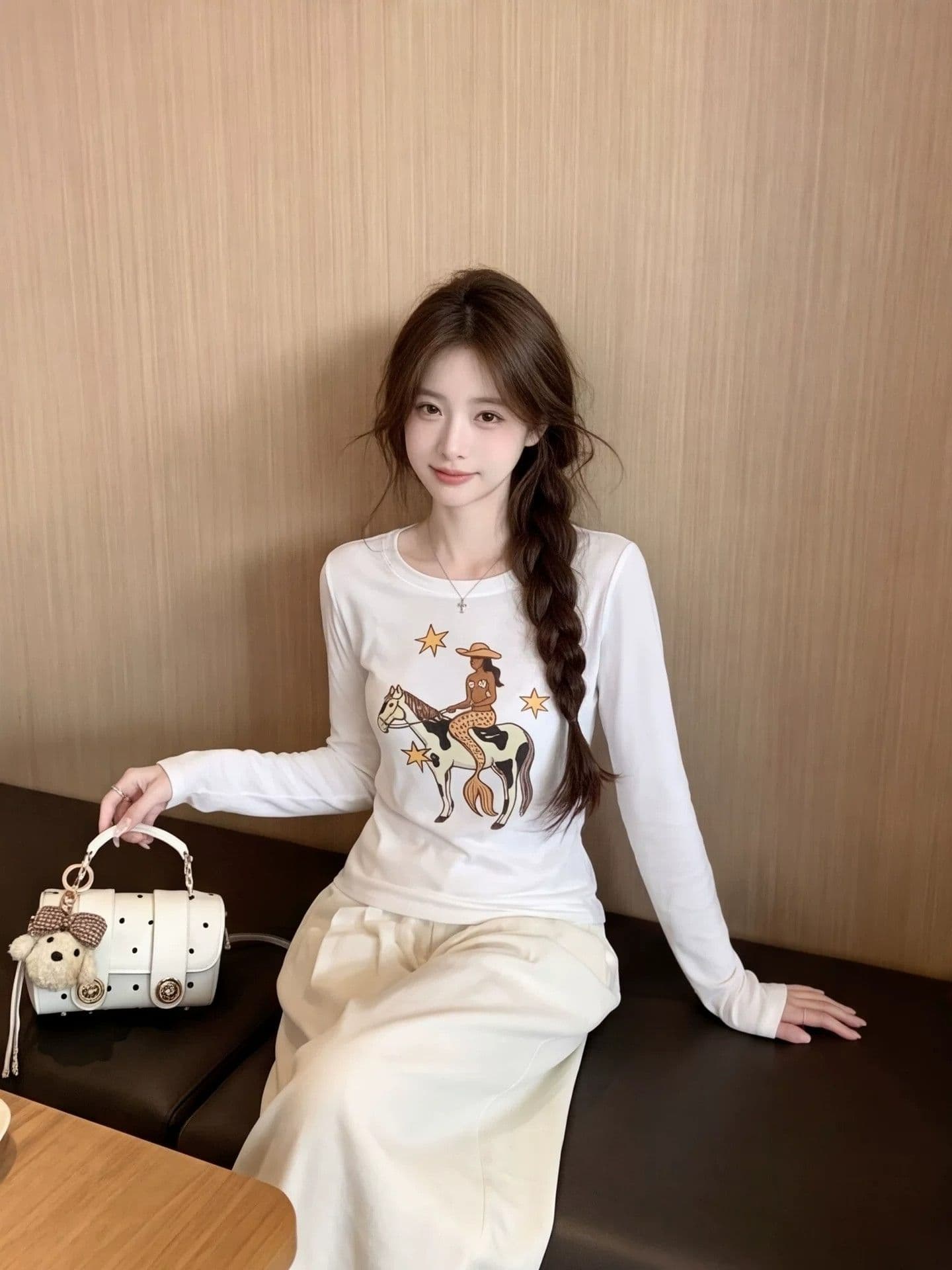 40 사람들 면 260 그램 워터 마크 패턴 이른 가을 새로운 캐주얼 다용도 몸매 가꾸기 슬림해 보이는 인사이드 잡아라. 의류 상세 이미지 3