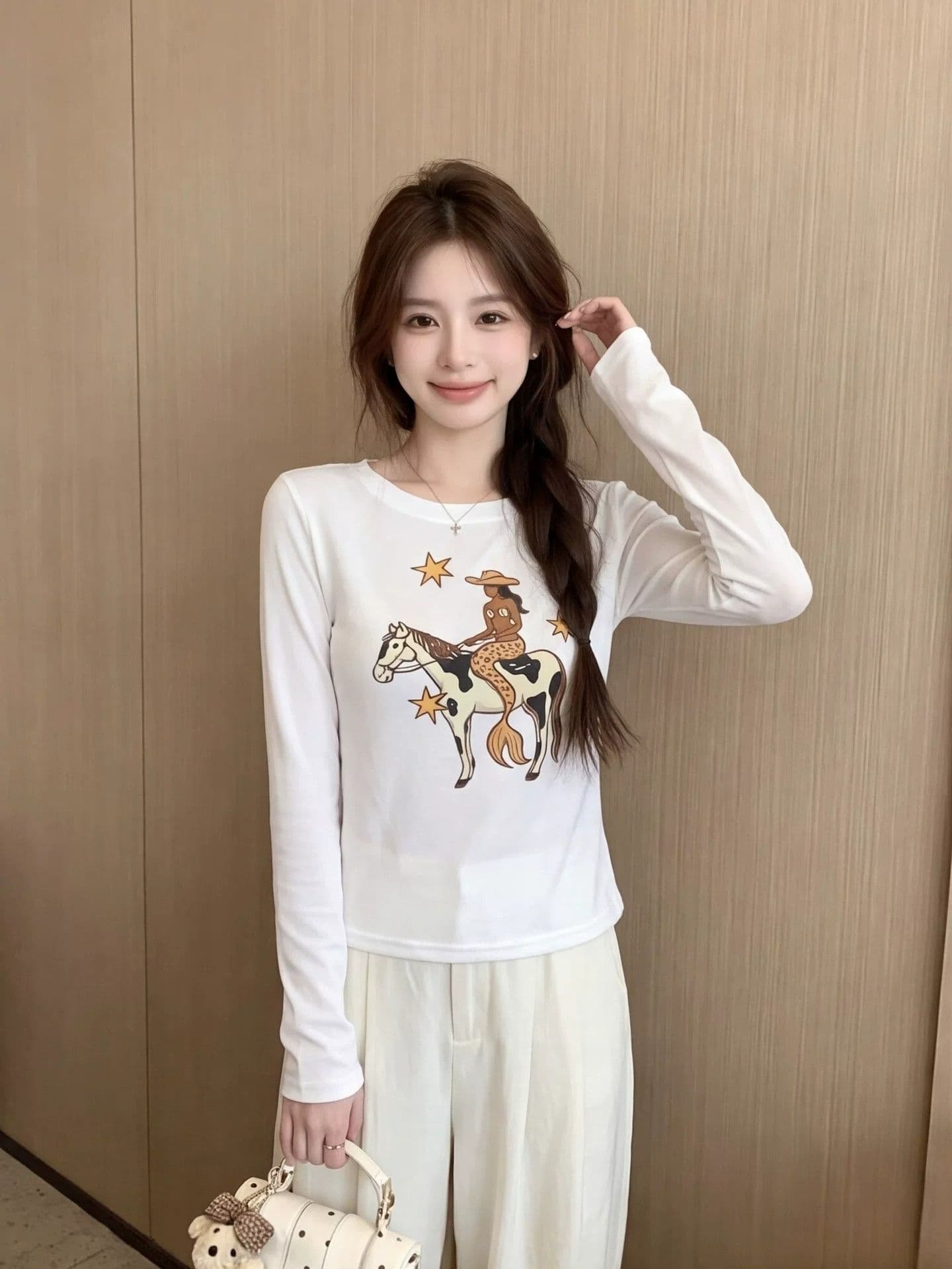 40 사람들 면 260 그램 워터 마크 패턴 이른 가을 새로운 캐주얼 다용도 몸매 가꾸기 슬림해 보이는 인사이드 잡아라. 의류 상세 이미지 5