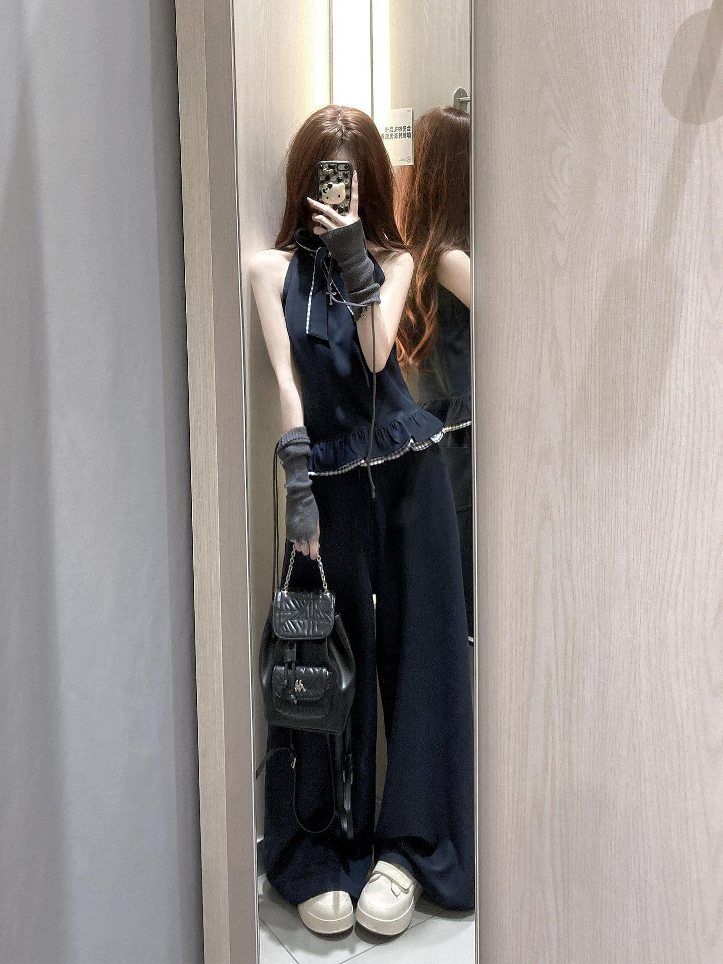 한 부서 연령 감소 캐주얼 스포츠 슈트 여성 여름 디자인 센스 체크무늬 레이스 행침 목 조끼 와이드 레그 팬츠 투피스 세트 상세 이미지 4