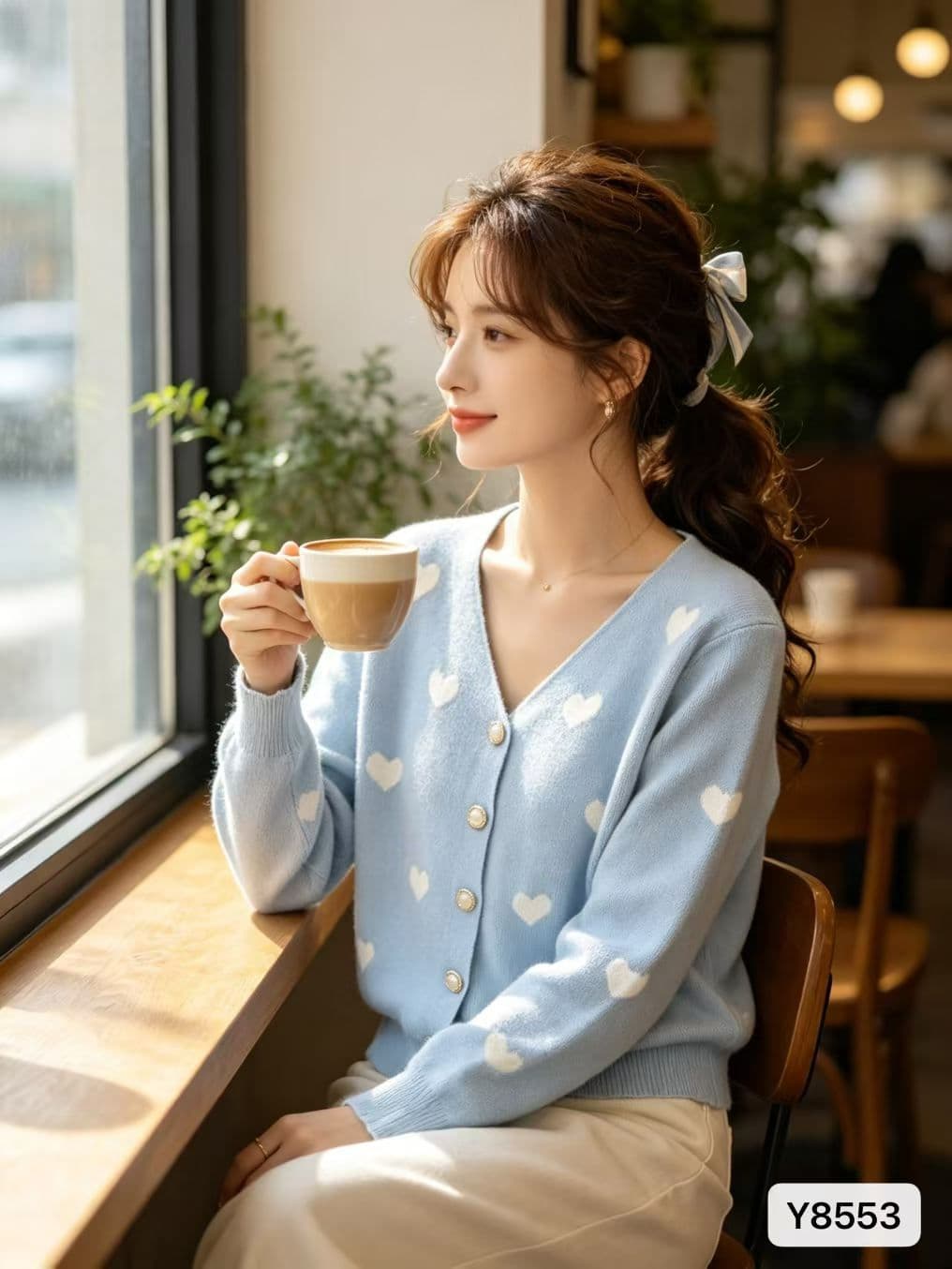한 부서 부드러운 느긋한 바람 하트 자카드 스웨터 여성 코트 가을 겨울 부드러운 찹쌀 연령 감소 니트 오픈 가디건 맨위 상세 이미지 1