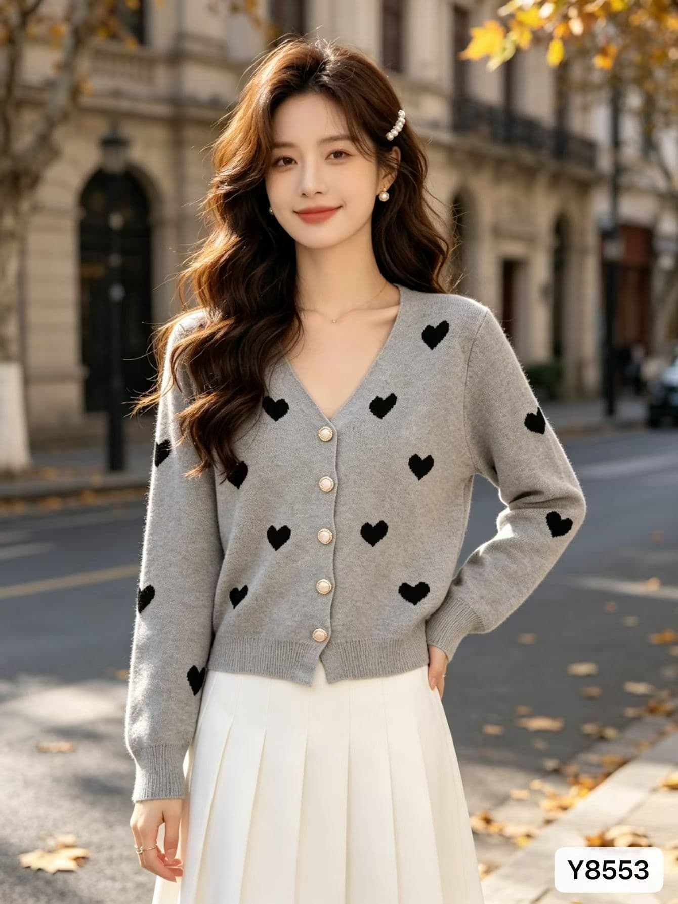 한 부서 부드러운 느긋한 바람 하트 자카드 스웨터 여성 코트 가을 겨울 부드러운 찹쌀 연령 감소 니트 오픈 가디건 맨위 상세 이미지 2