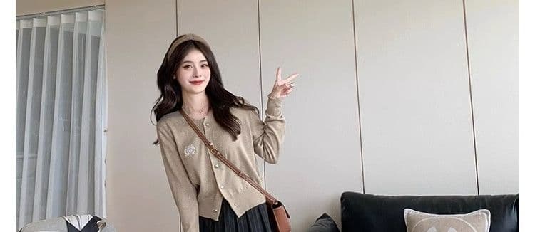 레트로 학원 스타일 자수 니트 오픈 가디건 여성 코트 2026 년 가을 새로운 외국 가스 다용도 긴팔 맨위 트렌디 상세 이미지 34