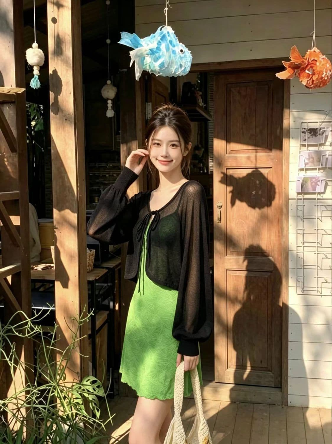 느슨함 바람 얇은 스타일 니트 오픈 가디건 여성 가을 겨울 새로운 느긋한 캐주얼 자외선 차단 외부 가져 가라. V넥 레이스업 루즈핏 맨위 상세 이미지 5