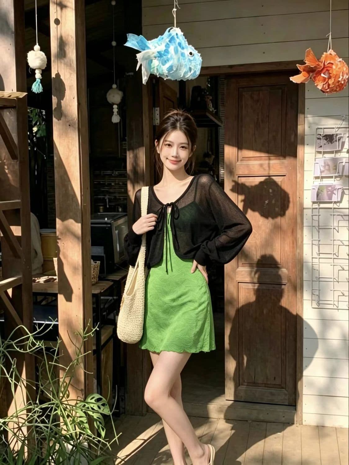 느슨함 바람 얇은 스타일 니트 오픈 가디건 여성 가을 겨울 새로운 느긋한 캐주얼 자외선 차단 외부 가져 가라. V넥 레이스업 루즈핏 맨위 상세 이미지 6