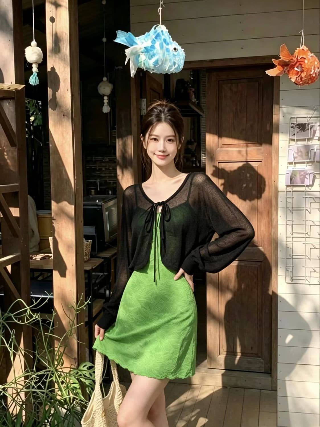 느슨함 바람 얇은 스타일 니트 오픈 가디건 여성 가을 겨울 새로운 느긋한 캐주얼 자외선 차단 외부 가져 가라. V넥 레이스업 루즈핏 맨위 상세 이미지 7