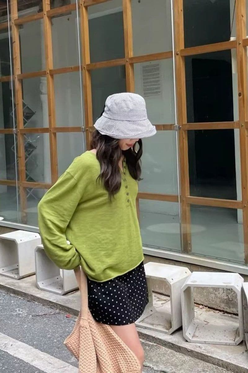 한 부서 녹색 라운드 넥 긴팔 니트 스웨터 여성 가을 겨울 캐주얼 느긋한 바람 루즈핏 슬림해 보이는 다용도 느슨함 센스 맨위 상세 이미지 6