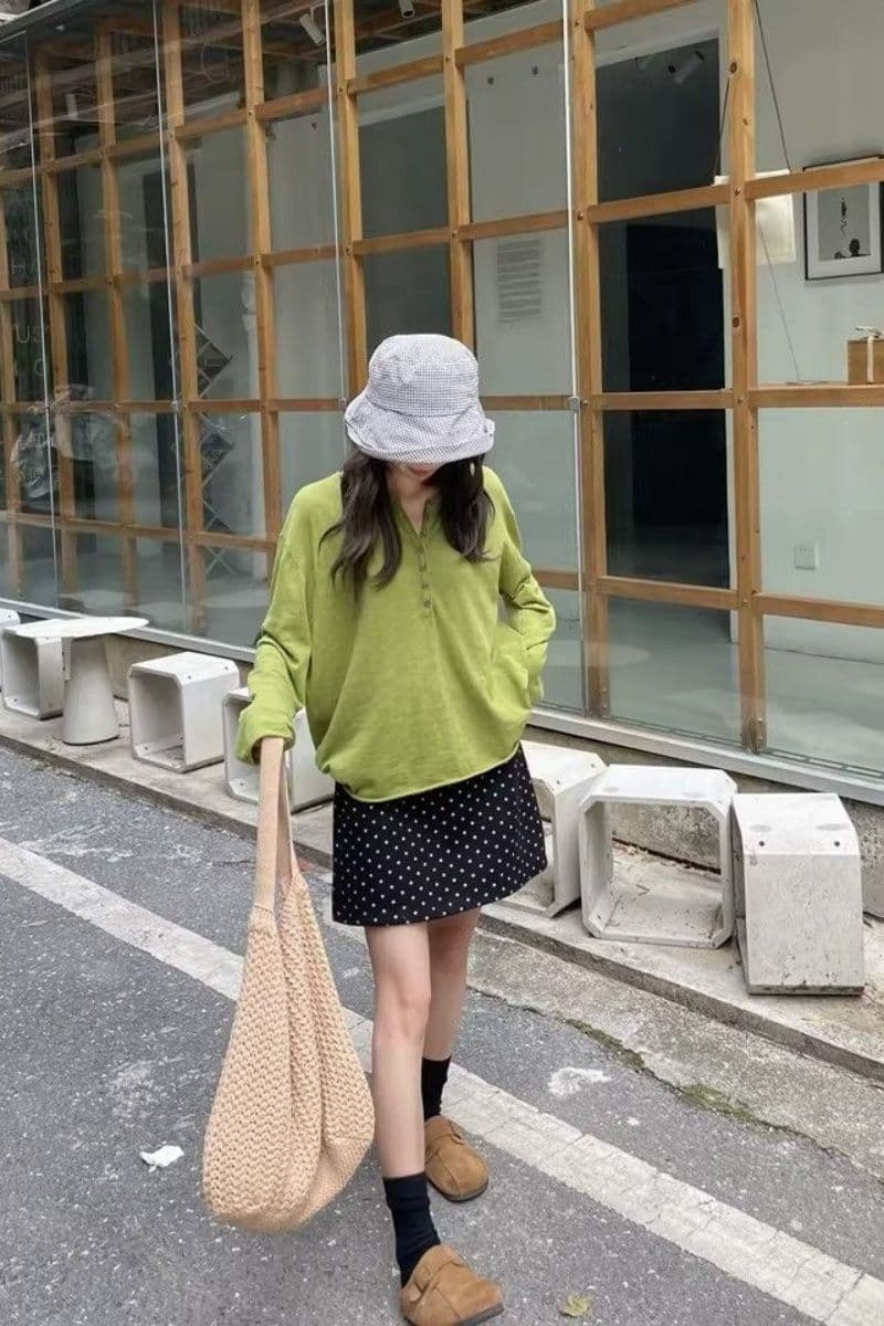 한 부서 녹색 라운드 넥 긴팔 니트 스웨터 여성 가을 겨울 캐주얼 느긋한 바람 루즈핏 슬림해 보이는 다용도 느슨함 센스 맨위 상세 이미지 7