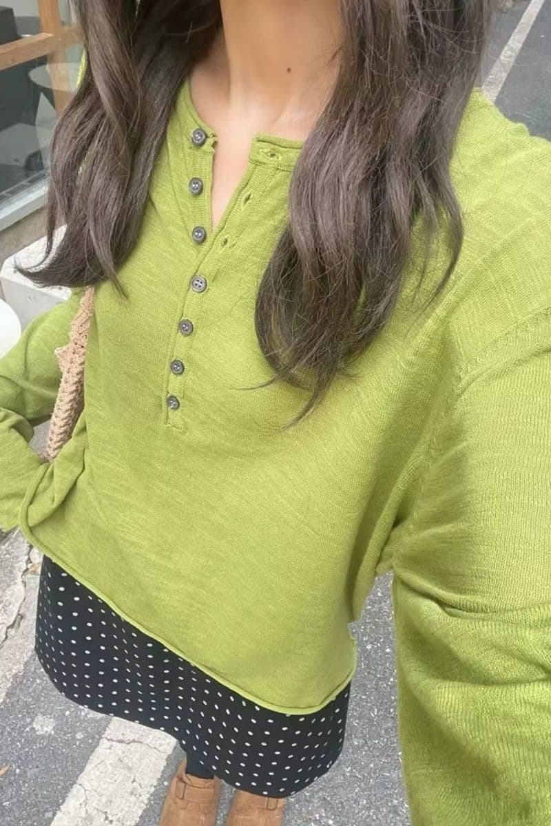 한 부서 녹색 라운드 넥 긴팔 니트 스웨터 여성 가을 겨울 캐주얼 느긋한 바람 루즈핏 슬림해 보이는 다용도 느슨함 센스 맨위 상세 이미지 10