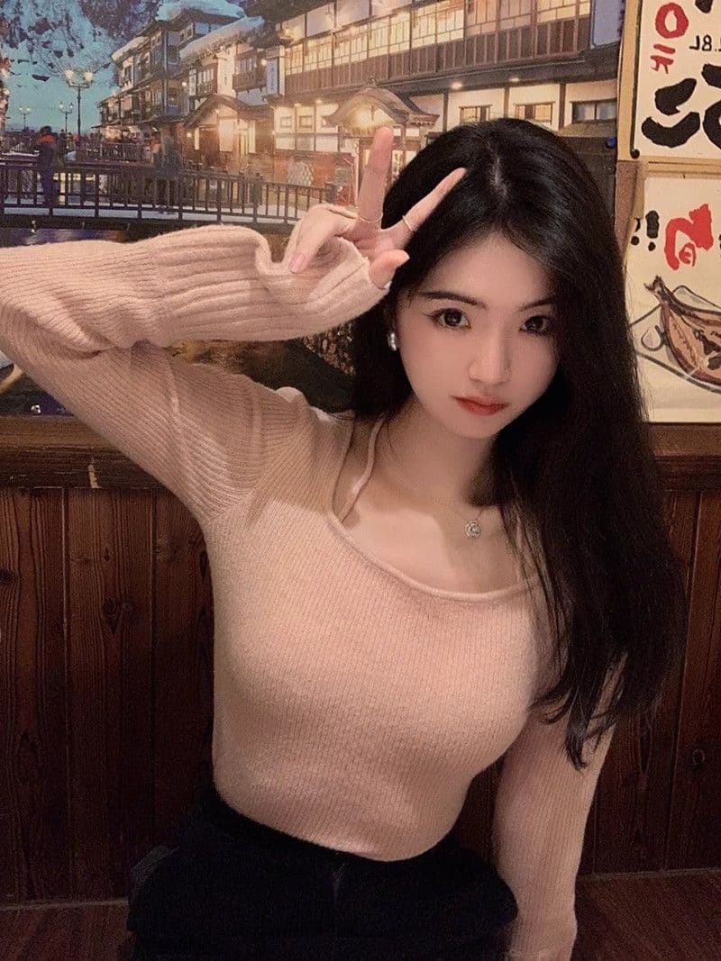 핑크색 행침 목 니트 기본 셔츠 여성 2026 가을 인사이드 가져 가라. 긴팔 맨위 부드러운 바람 몸매 가꾸기 슬림해 보이는 쇼트 스타일 스웨터 상세 이미지 17