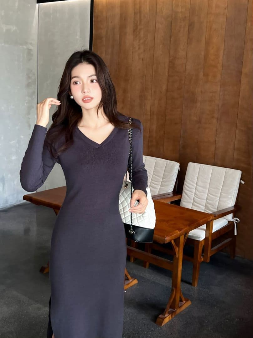 프랑스식 몸매 가꾸기 여성 드레스 가을 롱 코트 허리 수축 슬림해 보이는 트임 타이트 스커트 순수한 욕망 핫걸 만나는 작은 치마 상세 이미지 5
